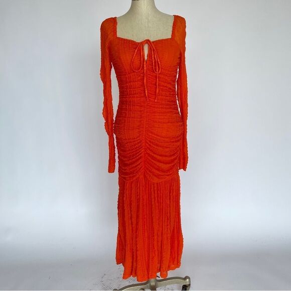 GANNI Ruched Lace Midi Dress - Picture 3 of 14